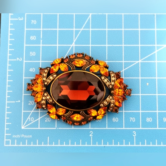 Joan Rivers Signed Vintage  Topaz Rhinestone Brooch Pin - Picture 7 of 9